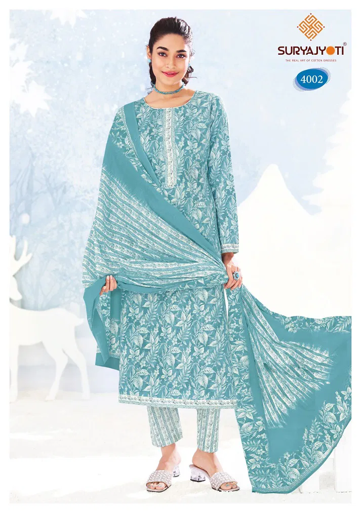 Ice Look Vol 4  by Suryajyoti Cotton Printed Dress Material 